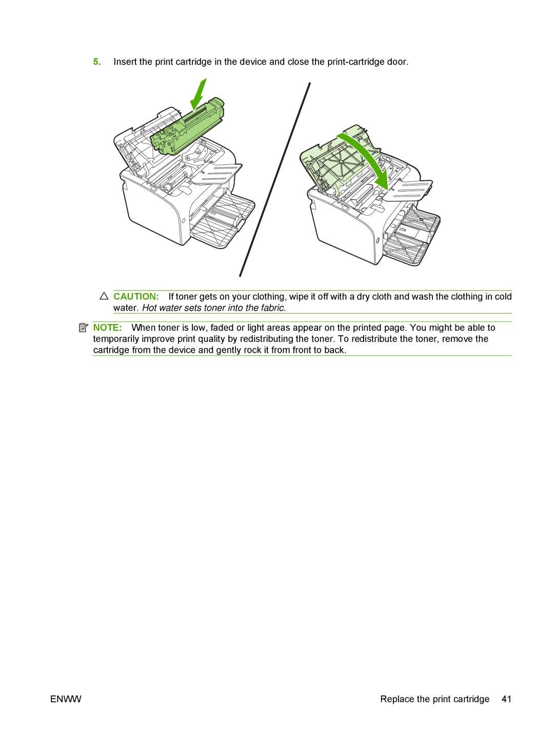 HP P1000 manual Replace the print cartridge 