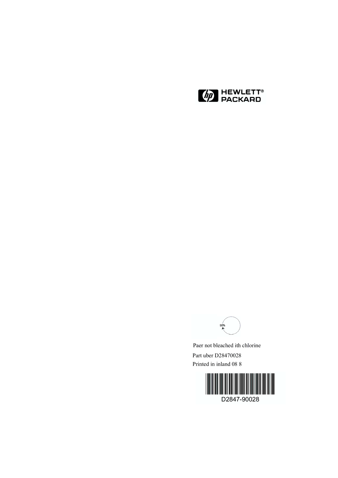 HP P1110 D2847A manual D2847-90028 