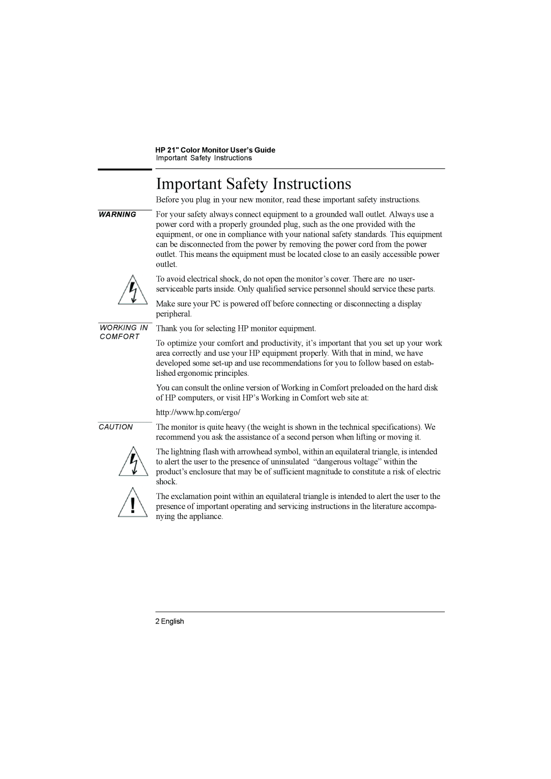 HP P1110 D2847A manual Important Safety Instructions 