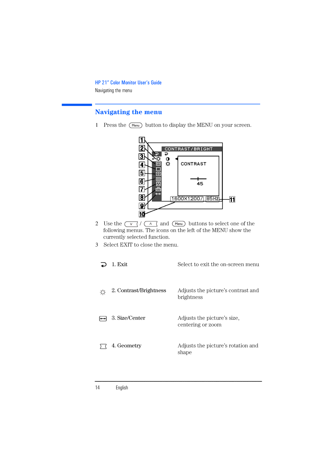 HP P1130 P4819A manual Navigating the menu 