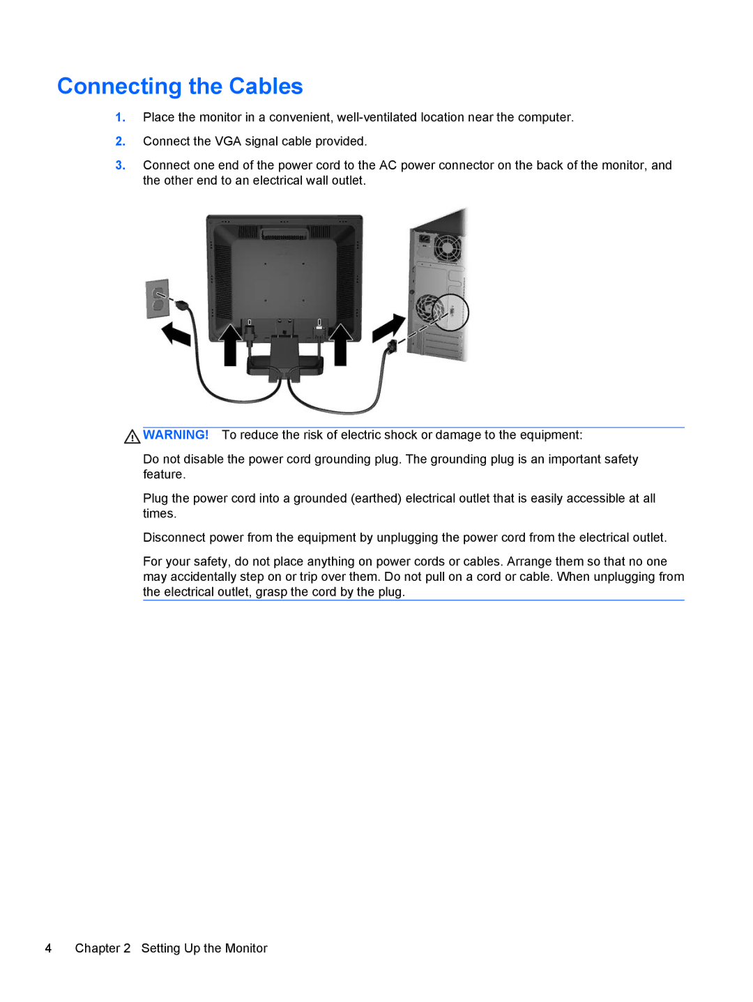 HP P17A 17-inch 5:4 manual Connecting the Cables 