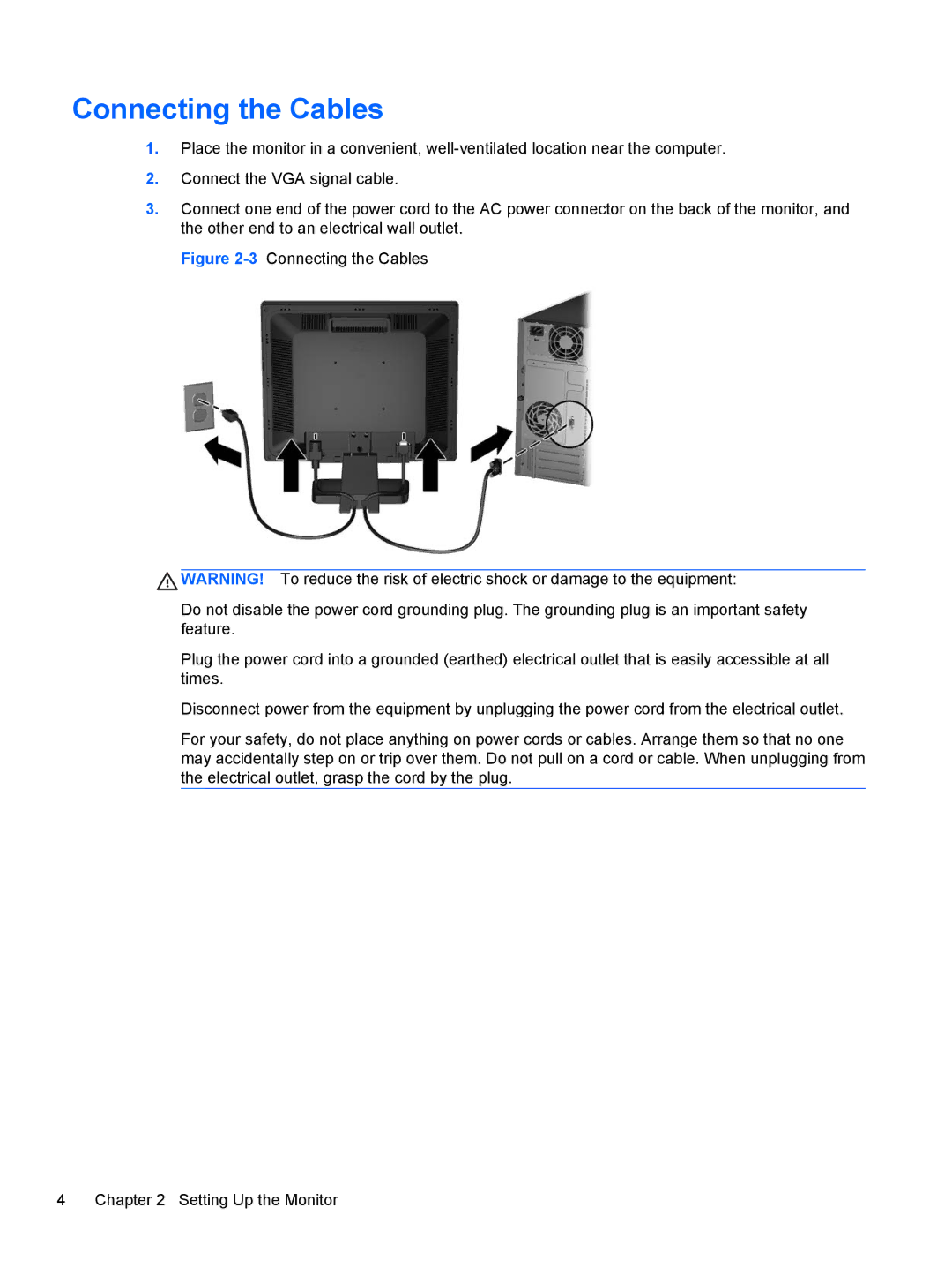 HP P19A 19-inch manual Connecting the Cables 