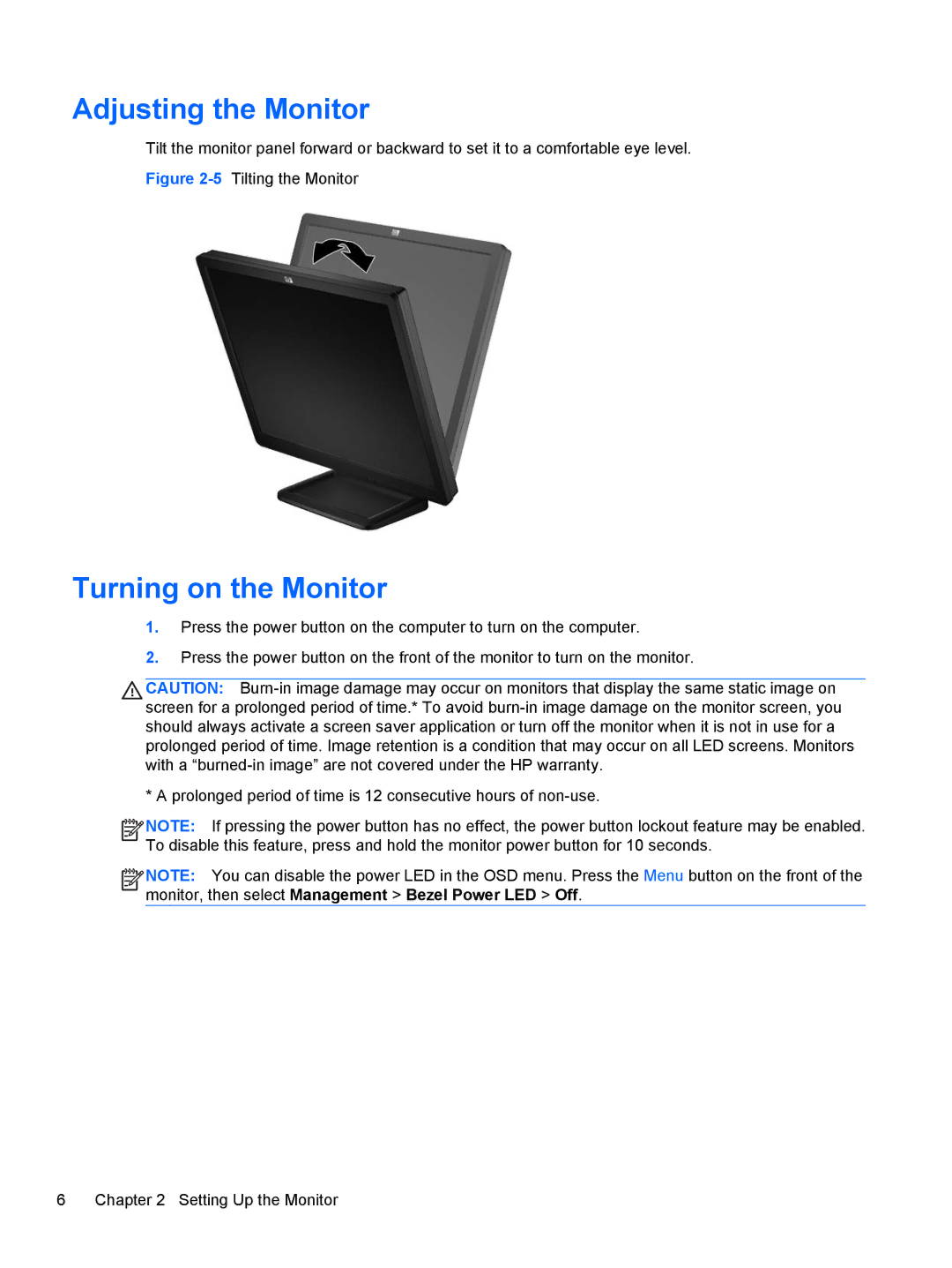 HP P19A 19-inch manual Adjusting the Monitor, Turning on the Monitor 