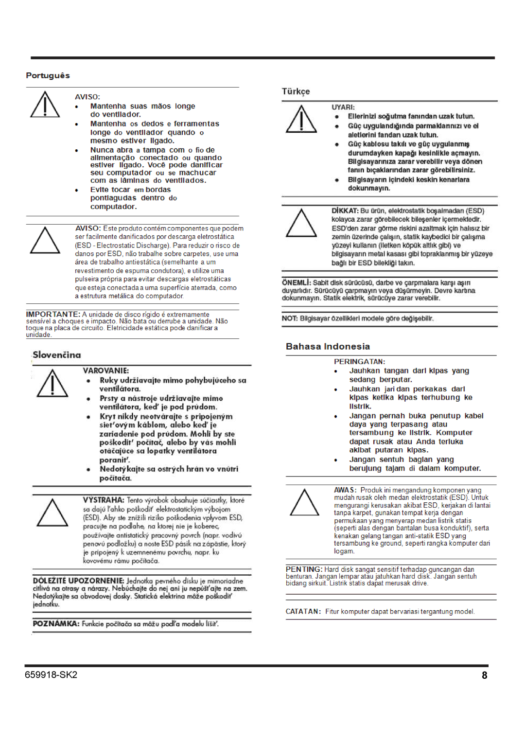 HP p2-1311, p2-1374, p2-1411, p2-1394, p2-1322, p2-1334, p2-1317c, p2-1321, p2-1310 manual 659918SK2 