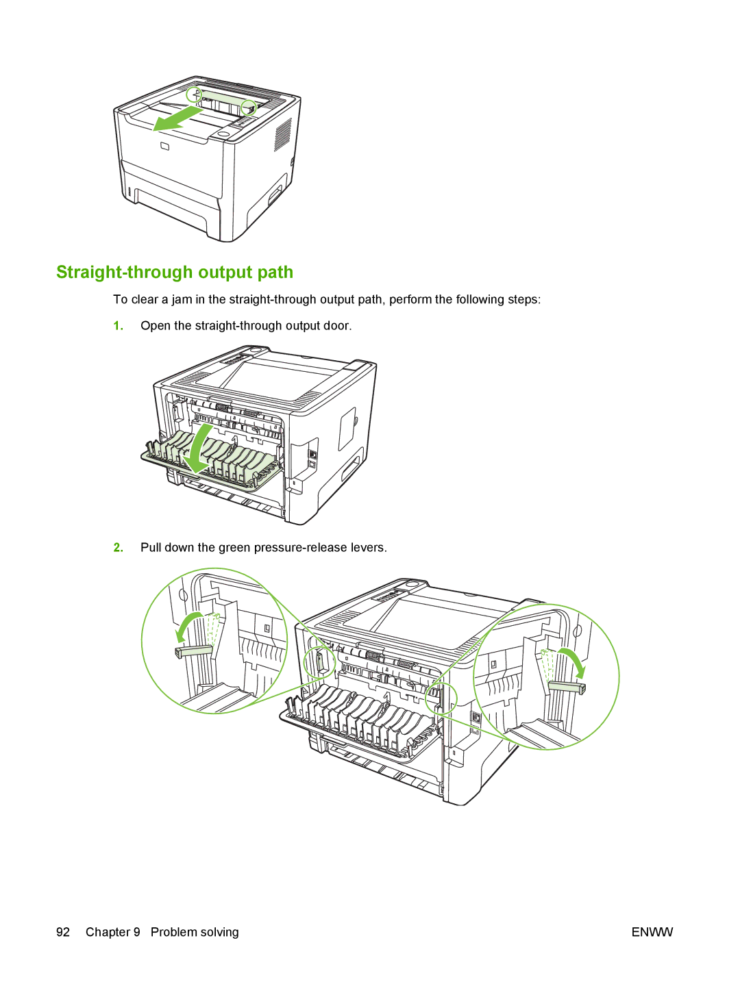 HP P2010 manual Straight-through output path 