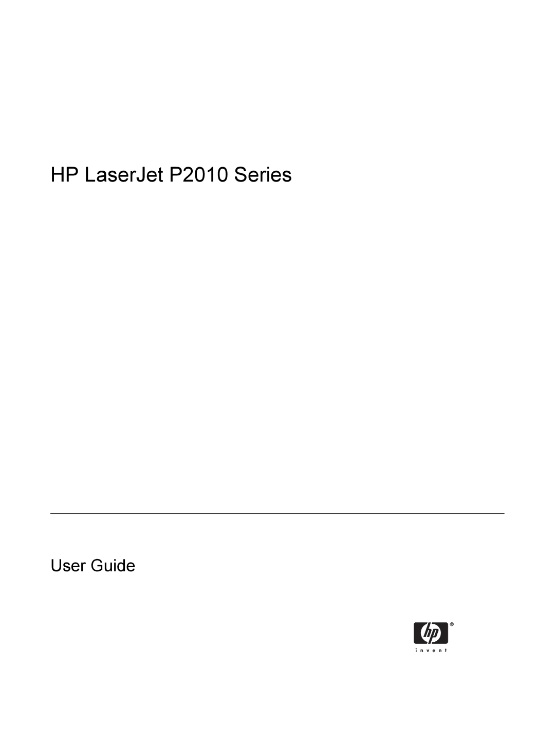 HP manual HP LaserJet P2010 Series 