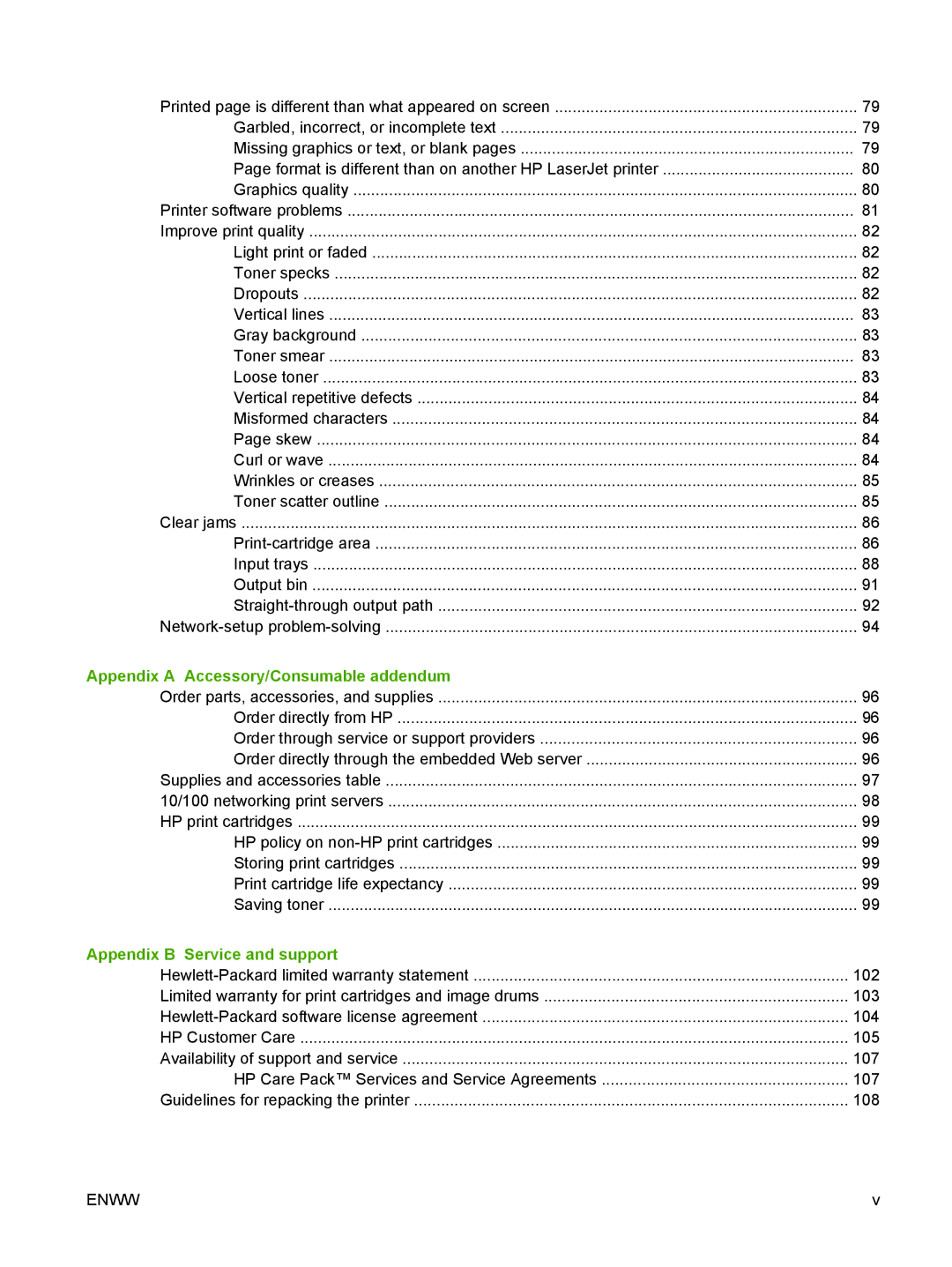 HP P2010 manual Appendix a Accessory/Consumable addendum, Appendix B Service and support 