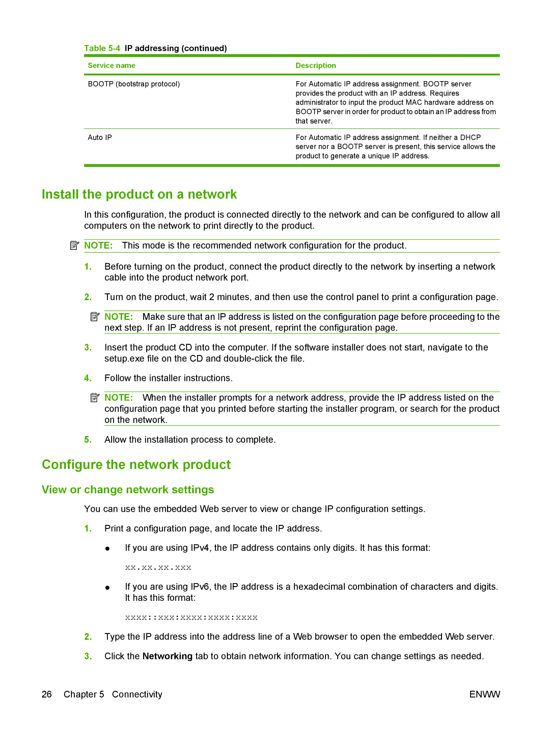 HP P2030 manual Install the product on a network, Configure the network product, View or change network settings 