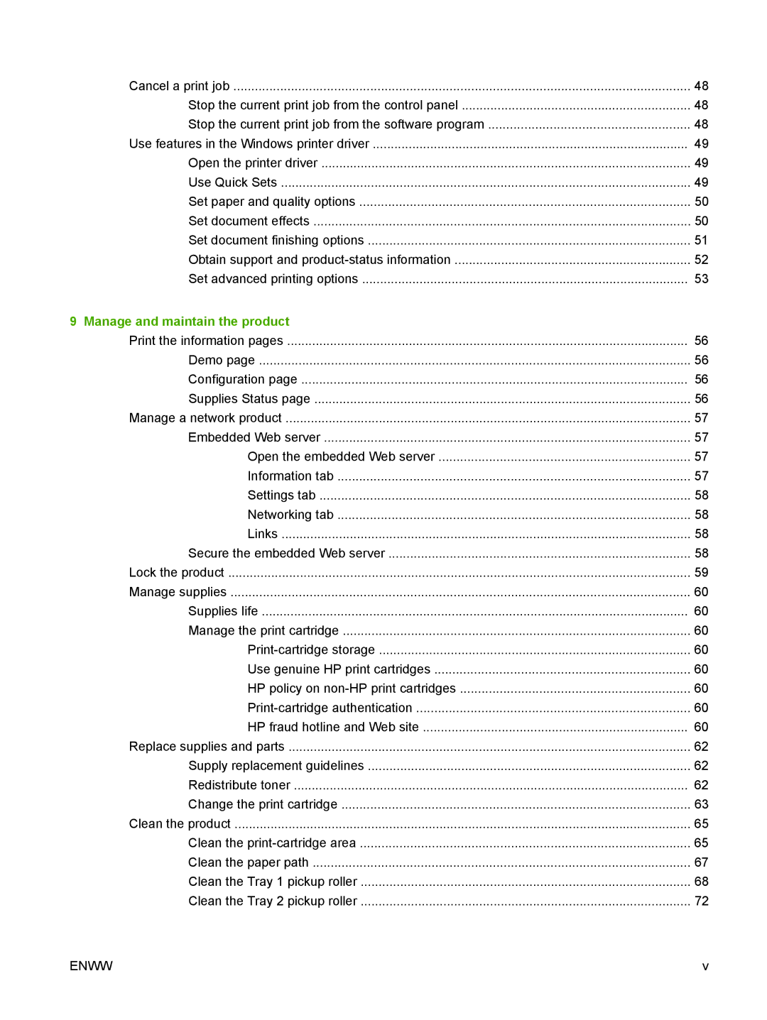 HP P2030 manual Manage and maintain the product 