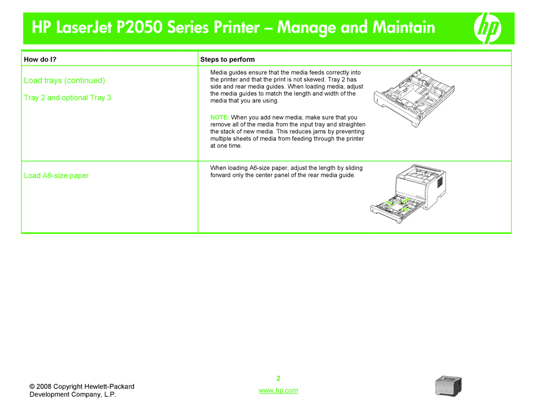 HP P2050 manual Load A6-size paper 