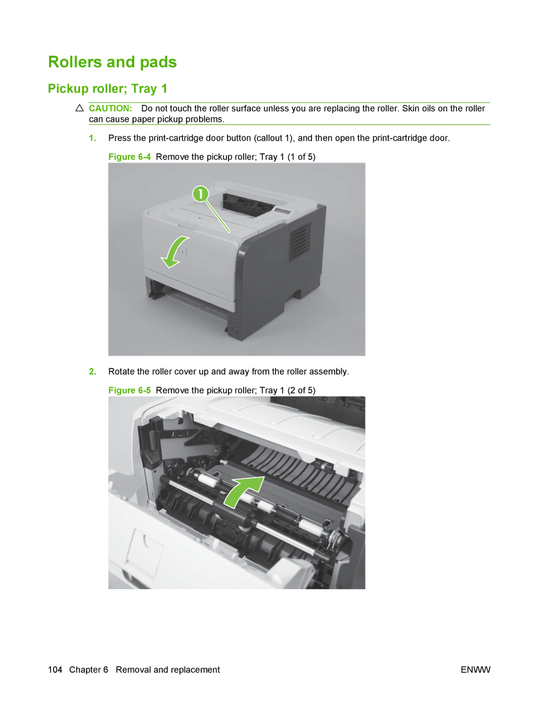 HP P2050 manual Rollers and pads, Pickup roller Tray 