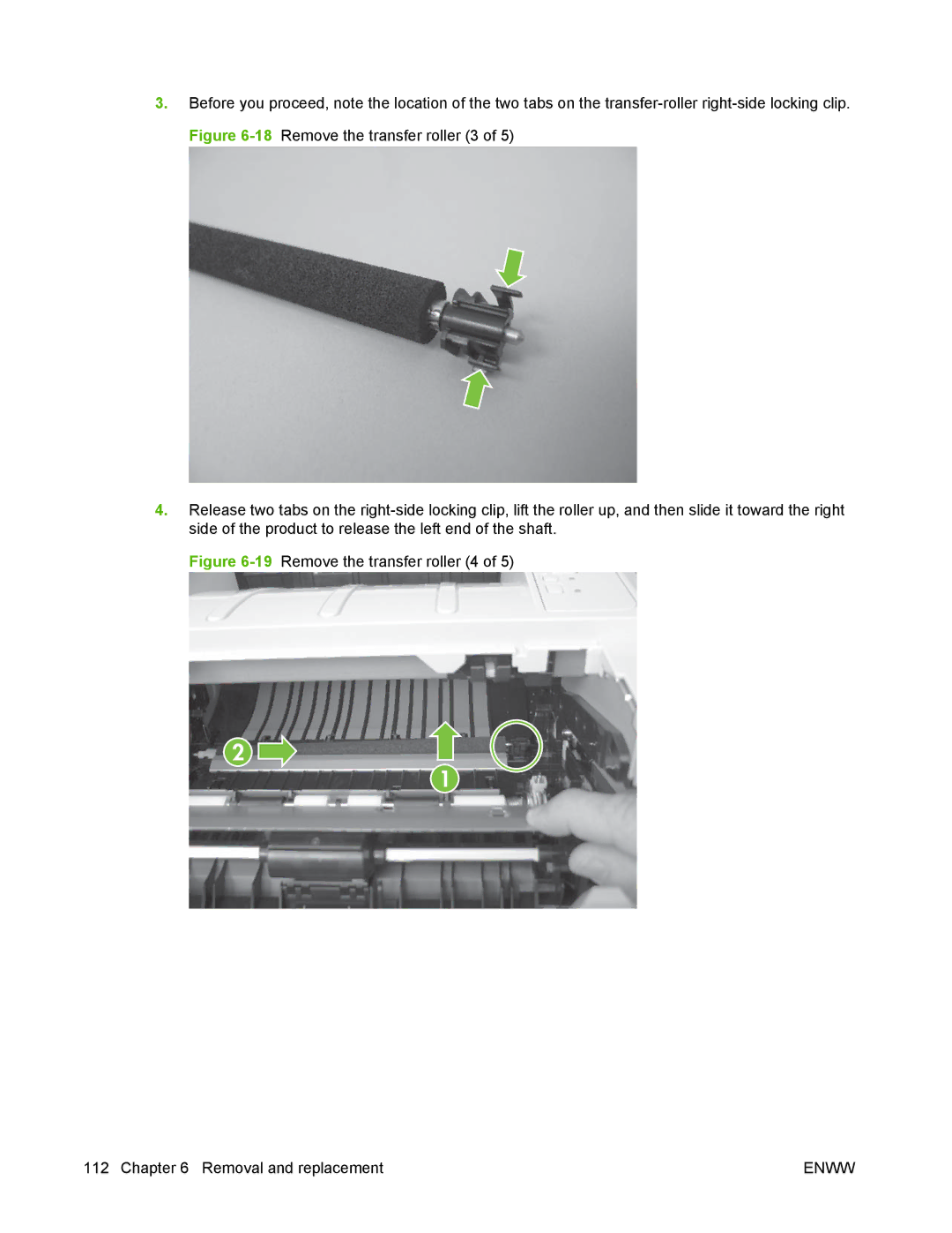 HP P2050 manual 19Remove the transfer roller 4 Removal and replacement 