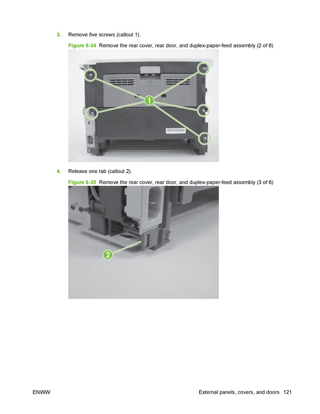 HP P2050 manual Remove five screws callout 