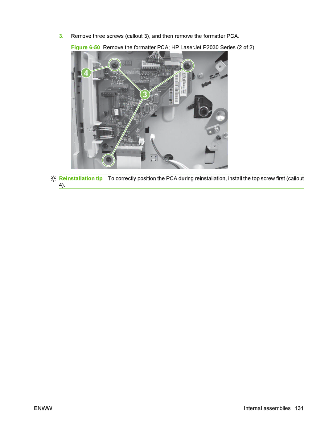 HP P2050 manual Internal assemblies 