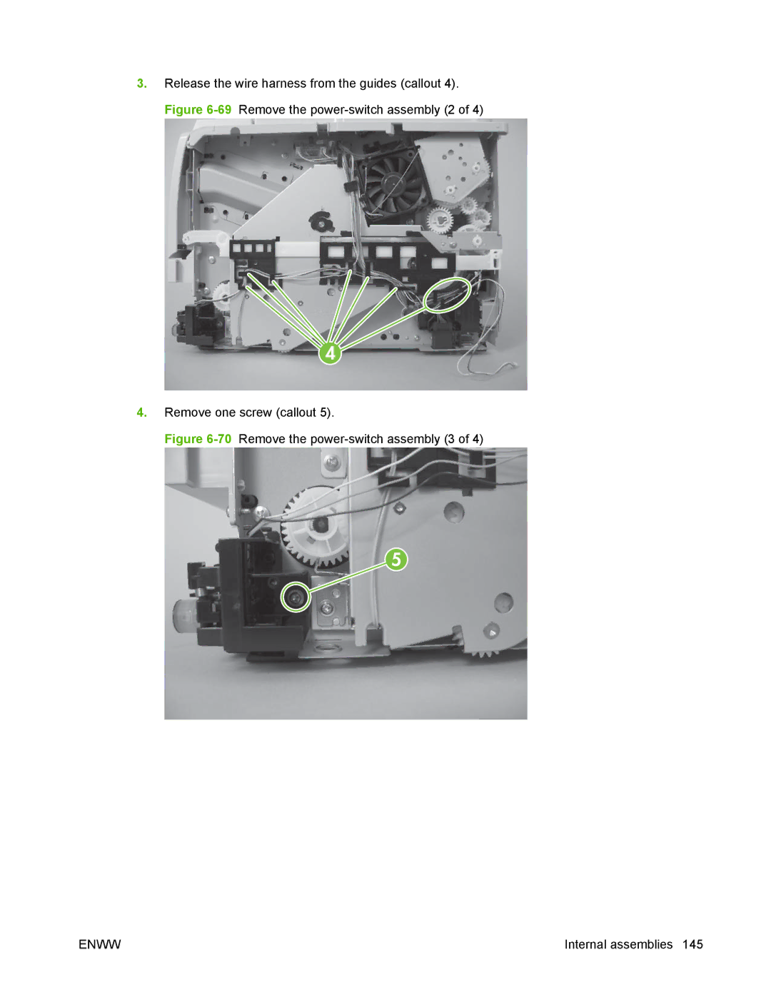 HP P2050 manual 70Remove the power-switch assembly 3 