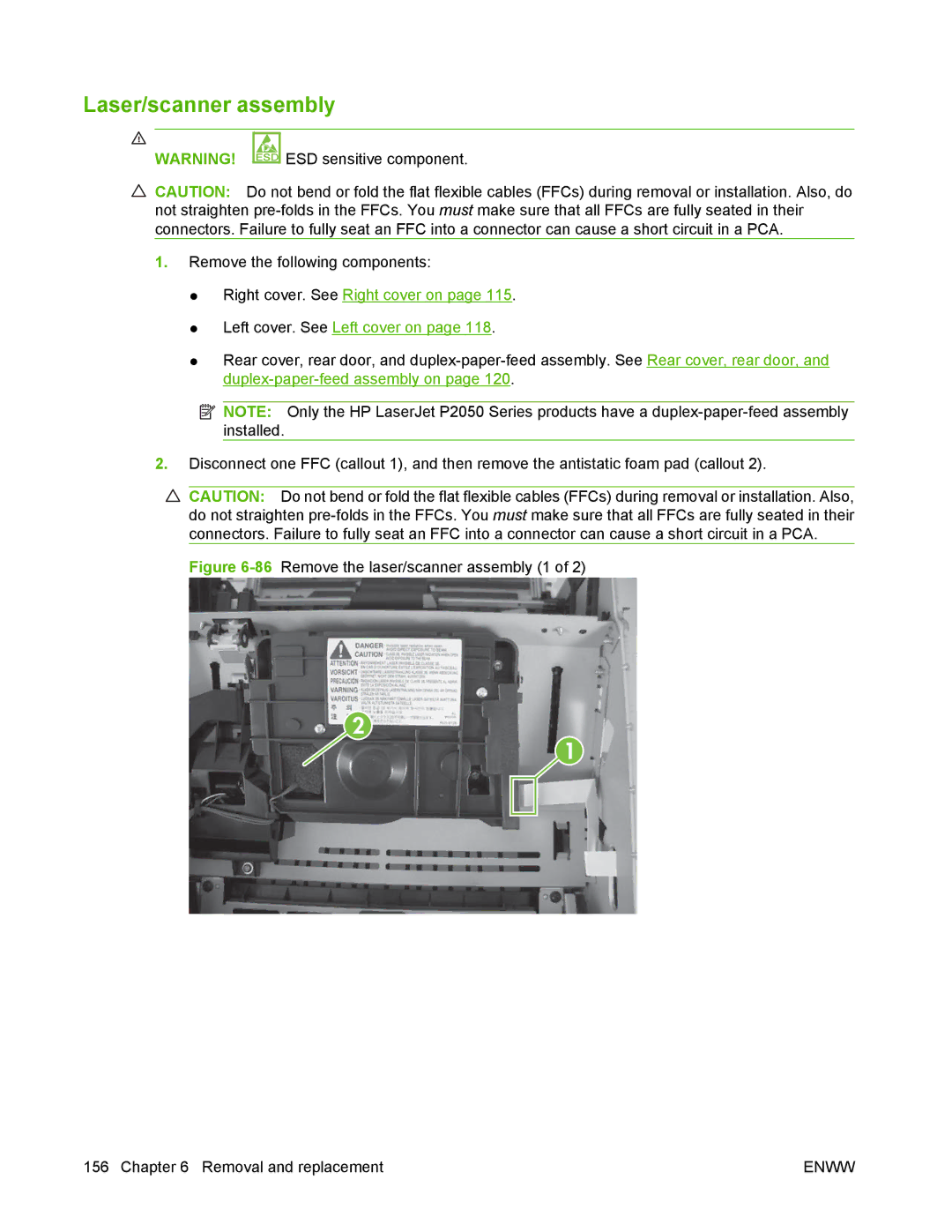 HP P2050 manual Laser/scanner assembly 