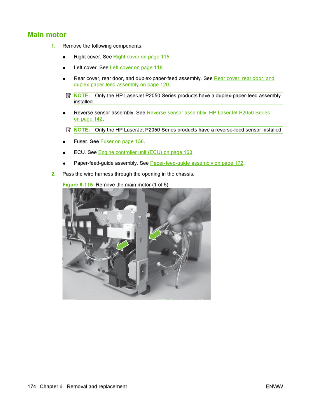 HP P2050 manual Main motor 