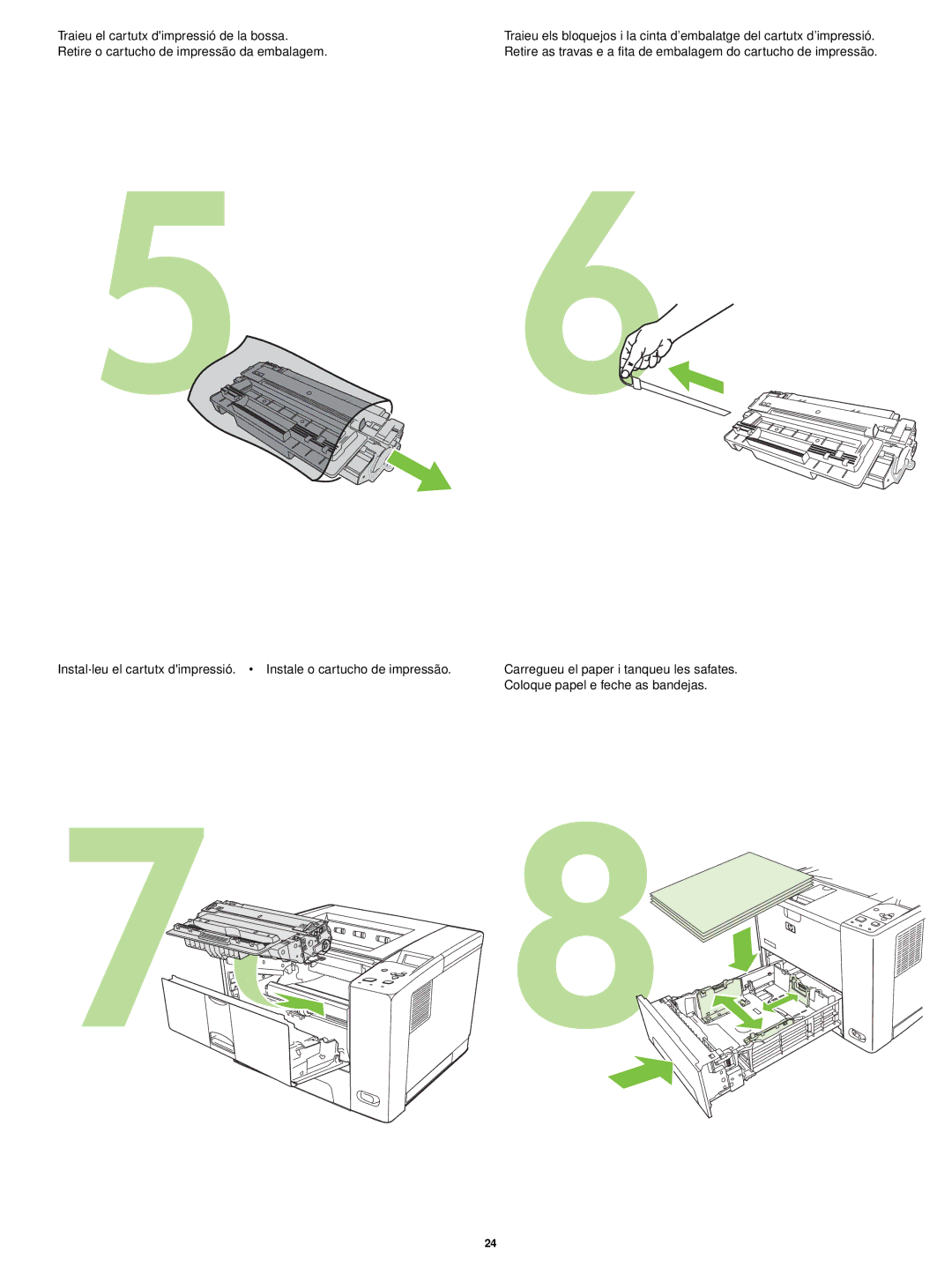 HP P3005 manual Coloque papel e feche as bandejas 