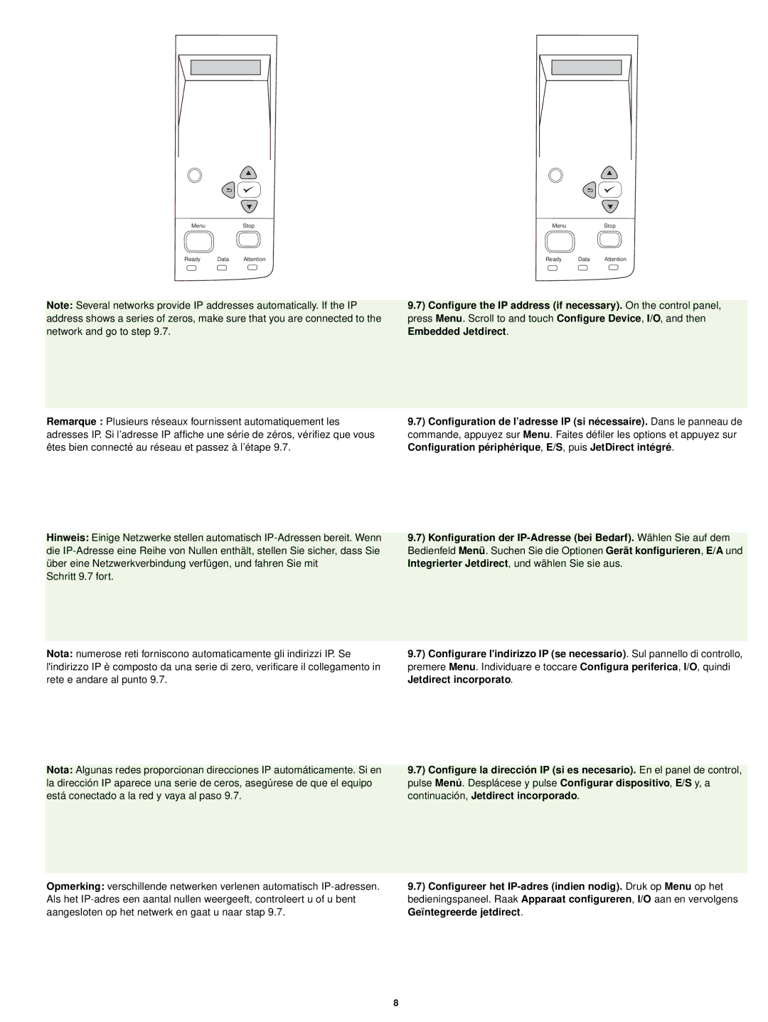 HP P3005 manual Geïntegreerde jetdirect 