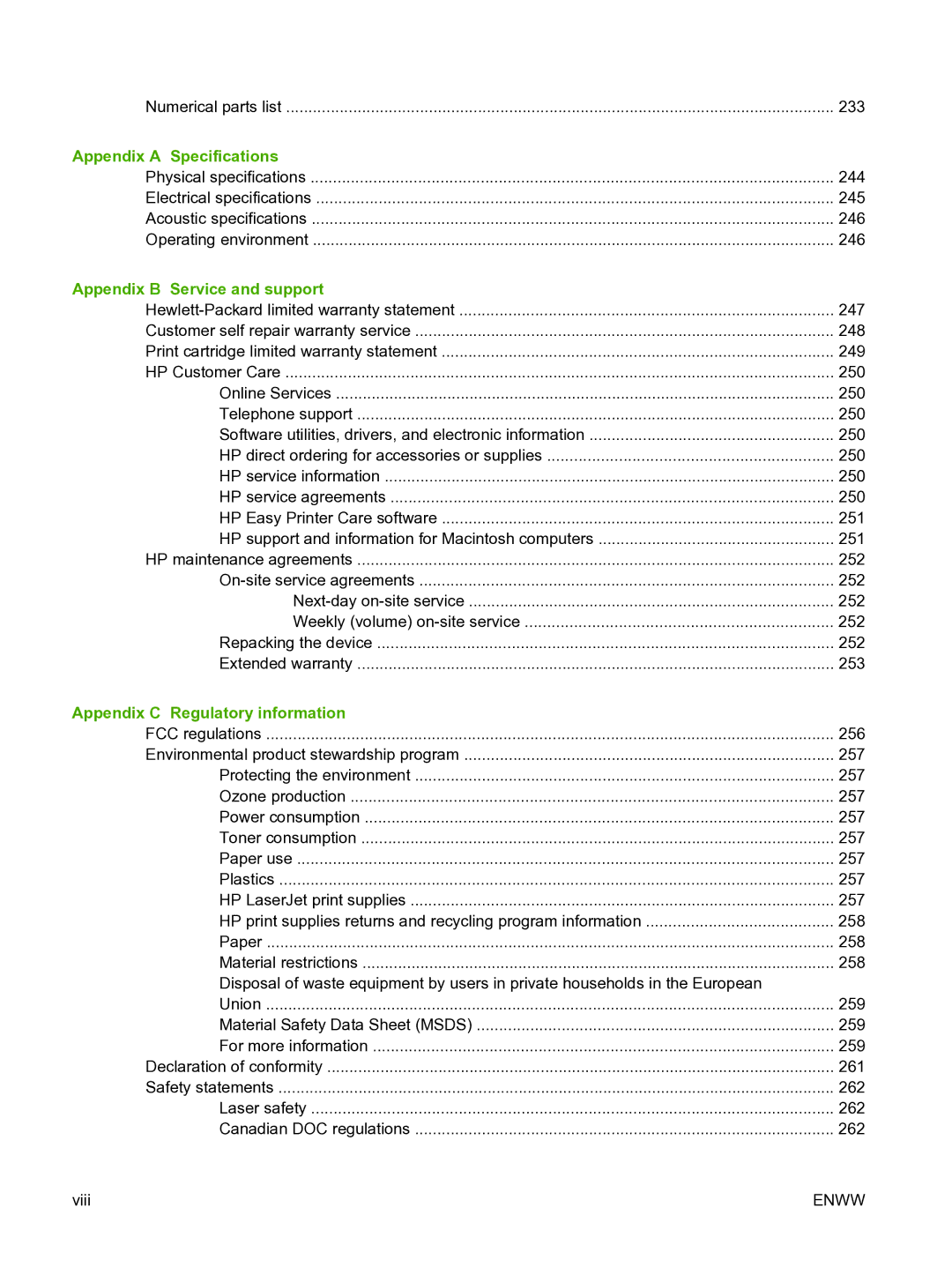 HP P3005 manual Appendix a Specifications 