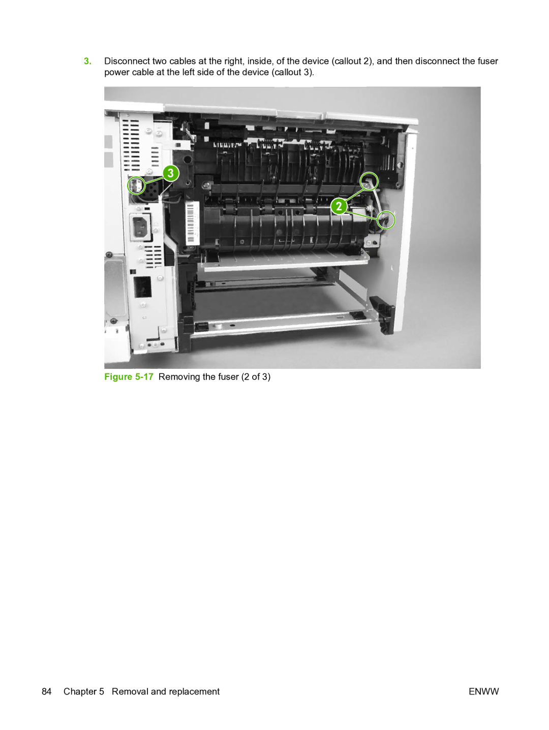 HP P3005 manual 17Removing the fuser 2 Removal and replacement 