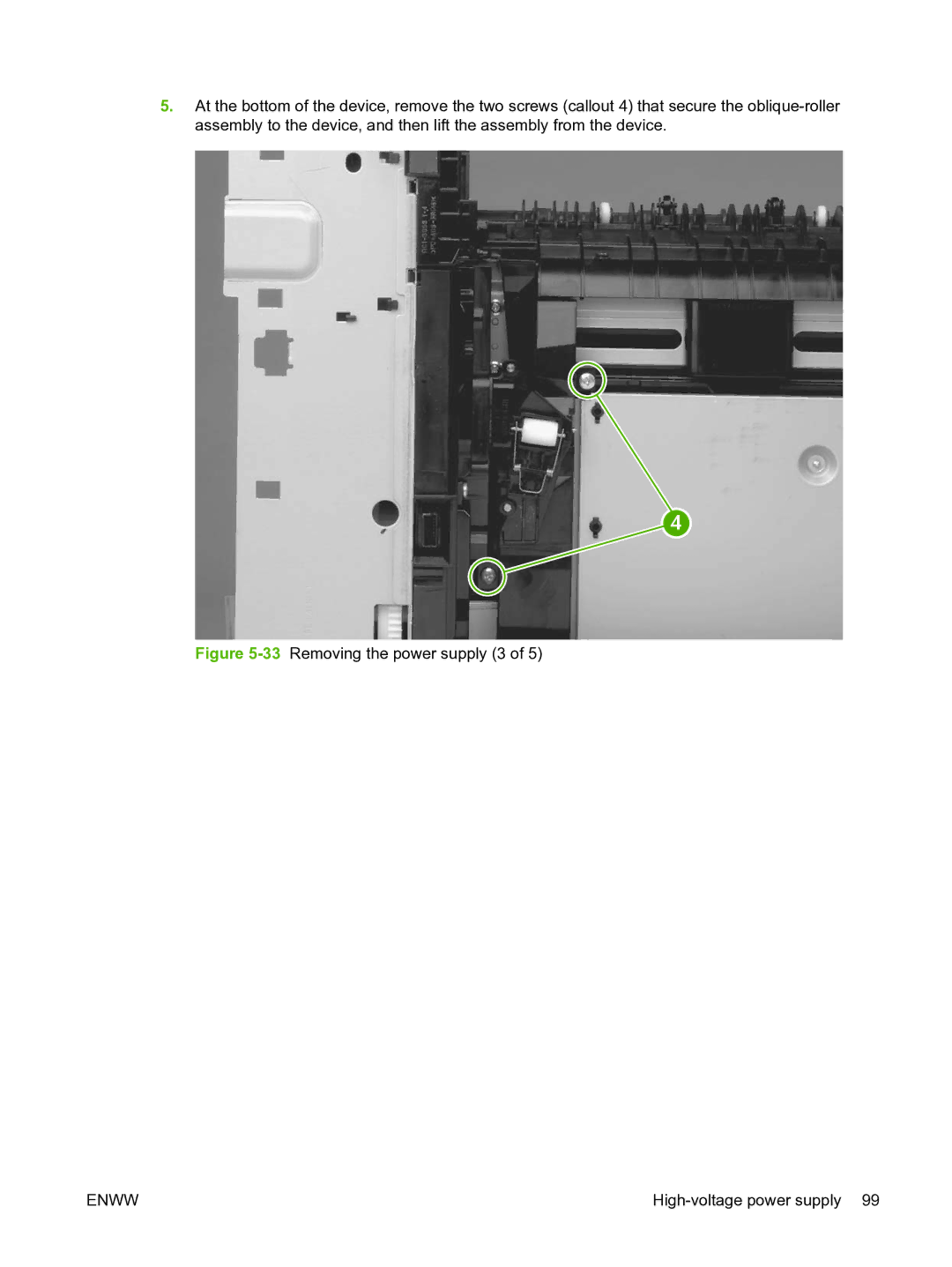 HP P3005 manual 33Removing the power supply 3 