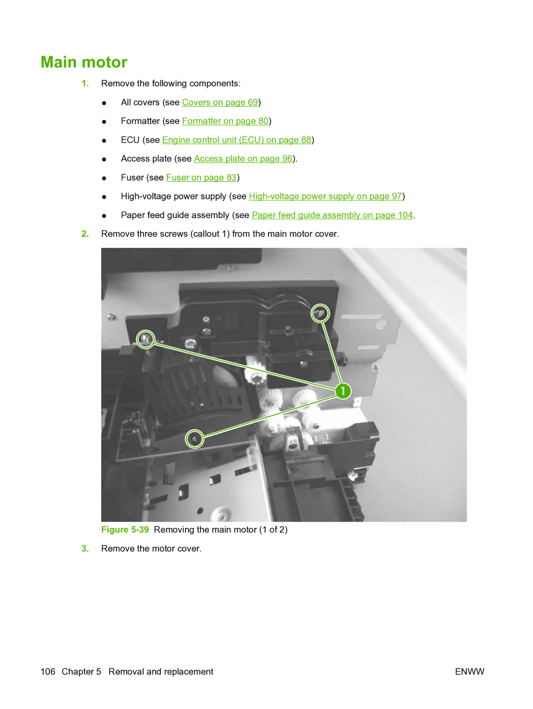 HP P3005 manual Main motor 