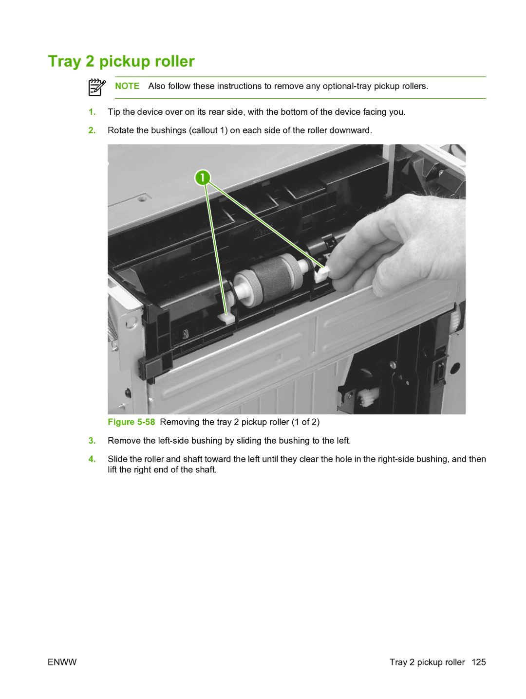 HP P3005 manual Tray 2 pickup roller 