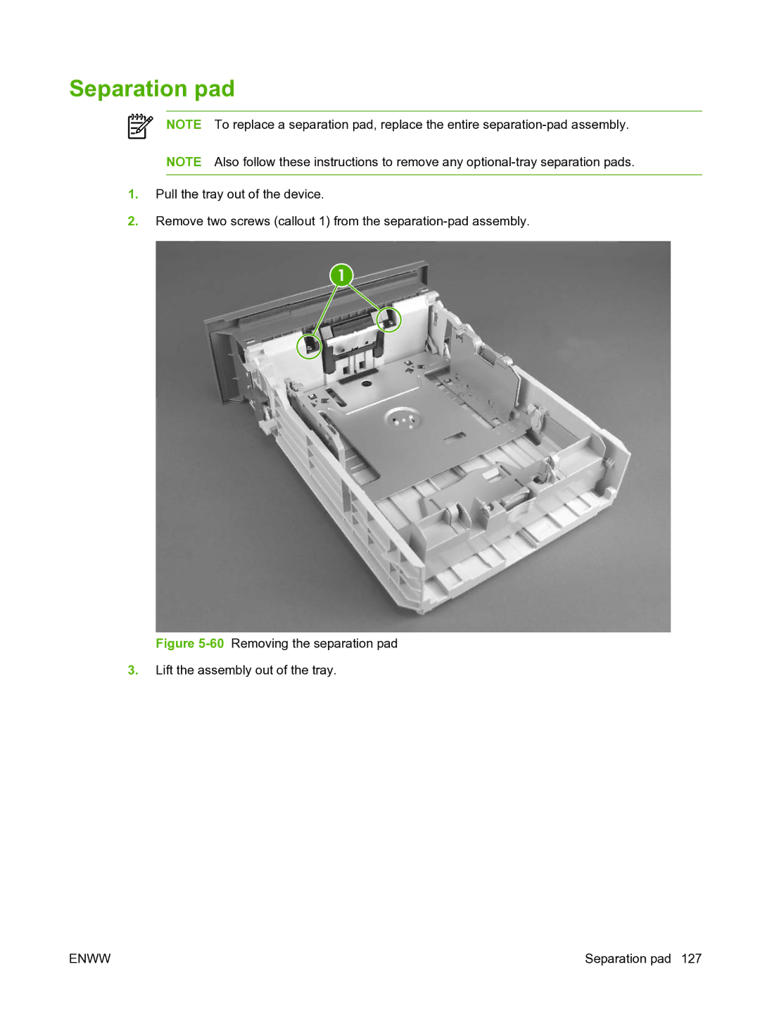 HP P3005 manual Separation pad 