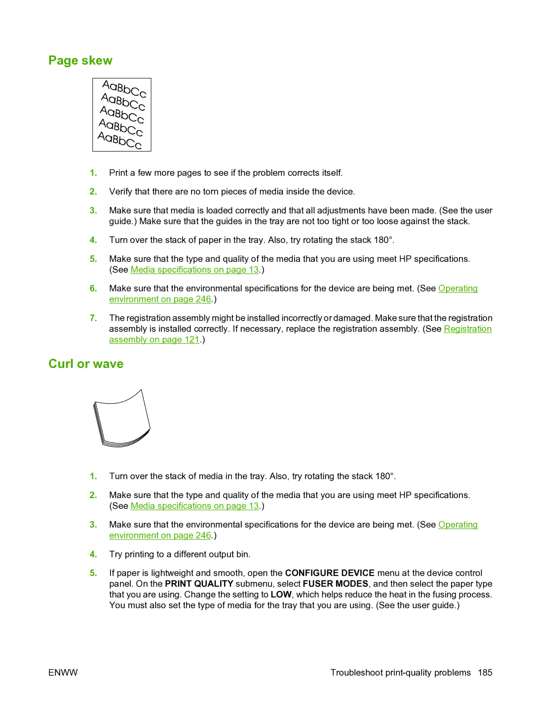 HP P3005 manual Skew, Curl or wave 