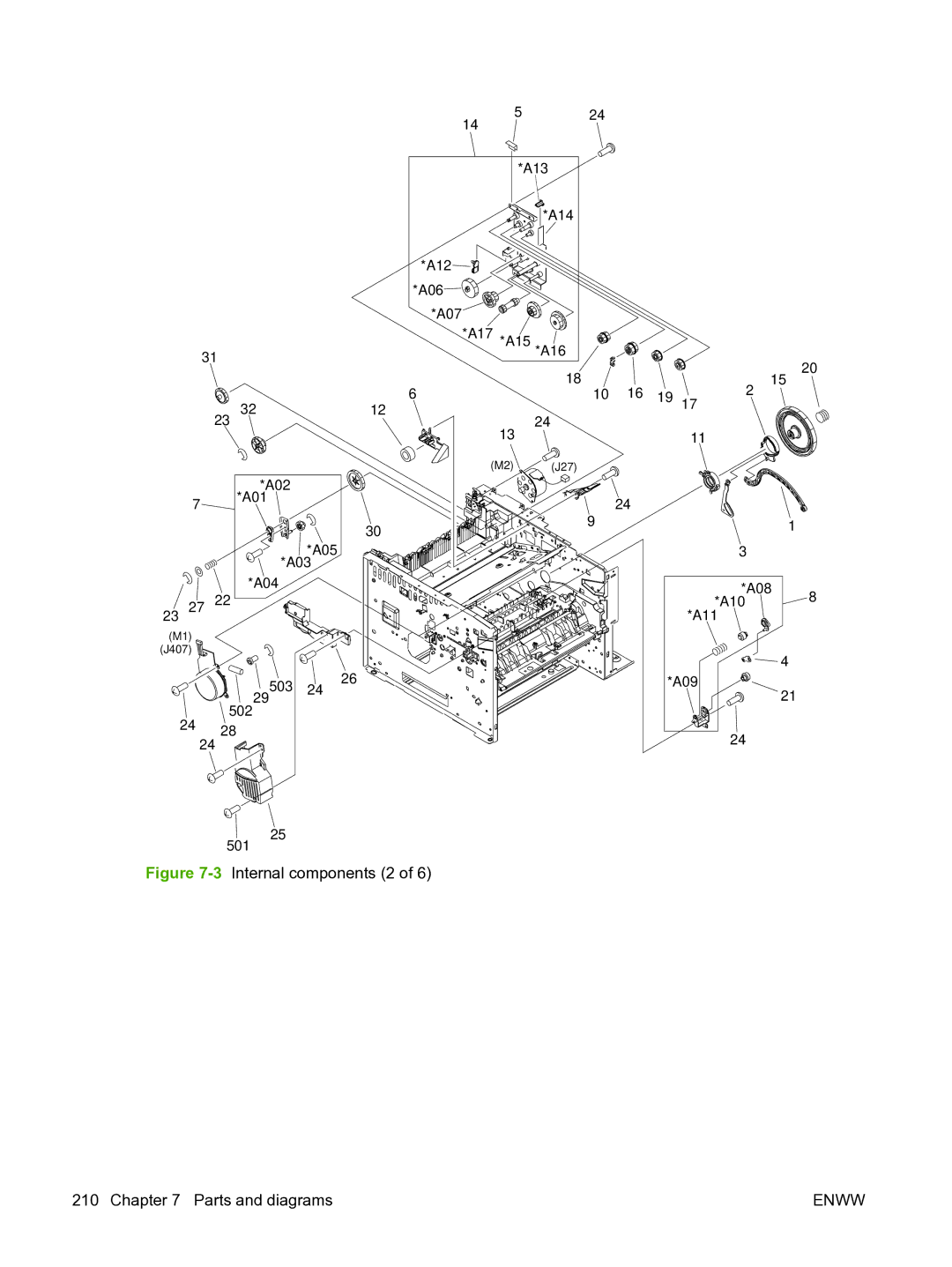 HP P3005 manual 3Internal components 2 Parts and diagrams 