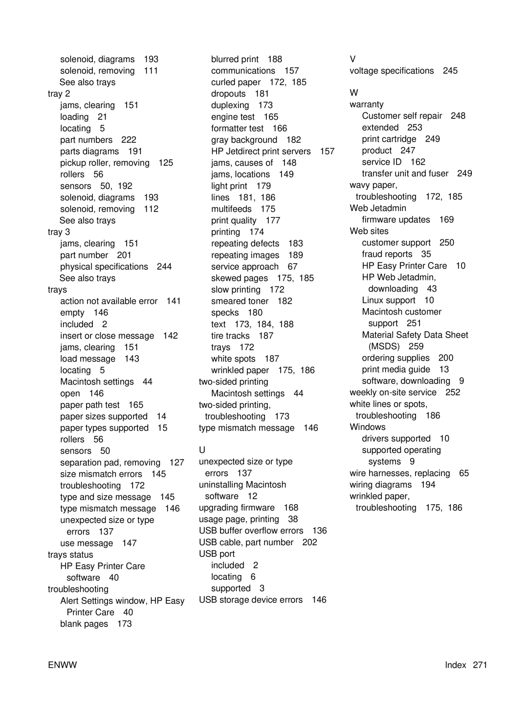 HP P3005 manual See also trays, Trays status 