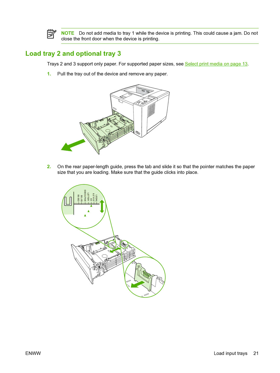 HP P3005 manual Load tray 2 and optional tray 