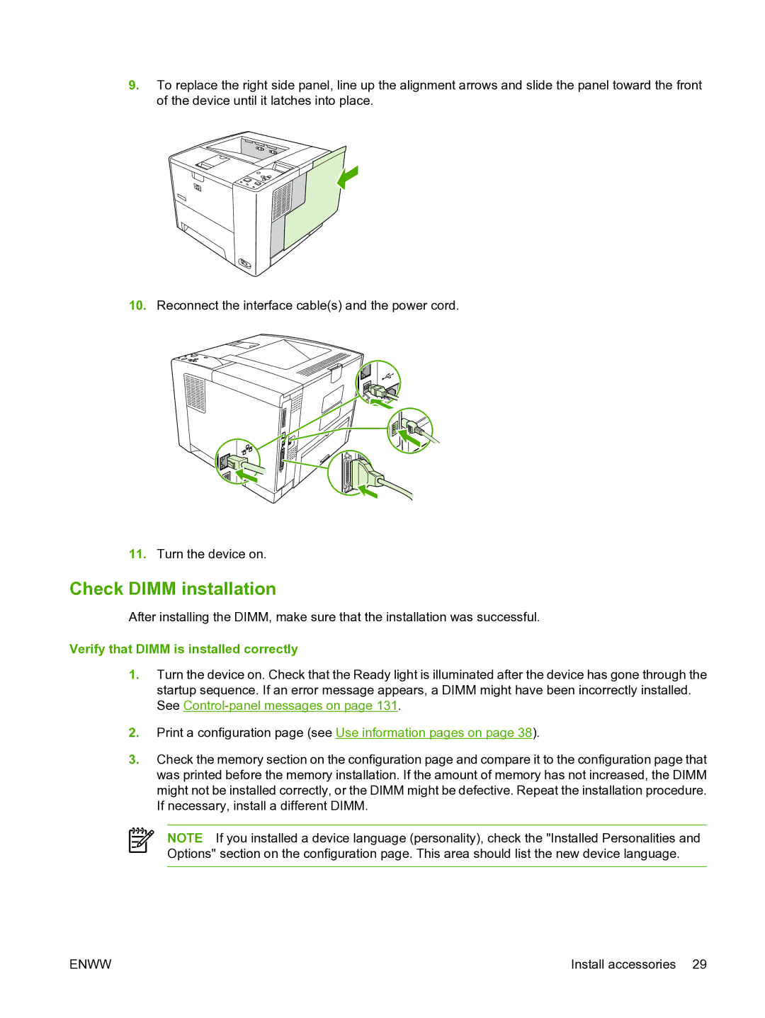 HP P3005 manual Check Dimm installation, Verify that Dimm is installed correctly 