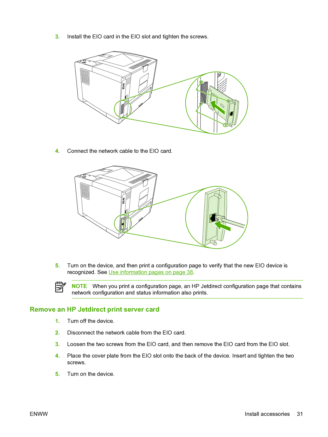 HP P3005 manual Remove an HP Jetdirect print server card 