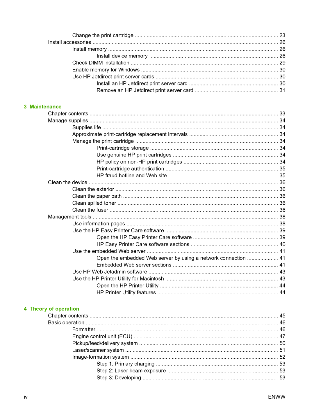 HP P3005 manual Maintenance 