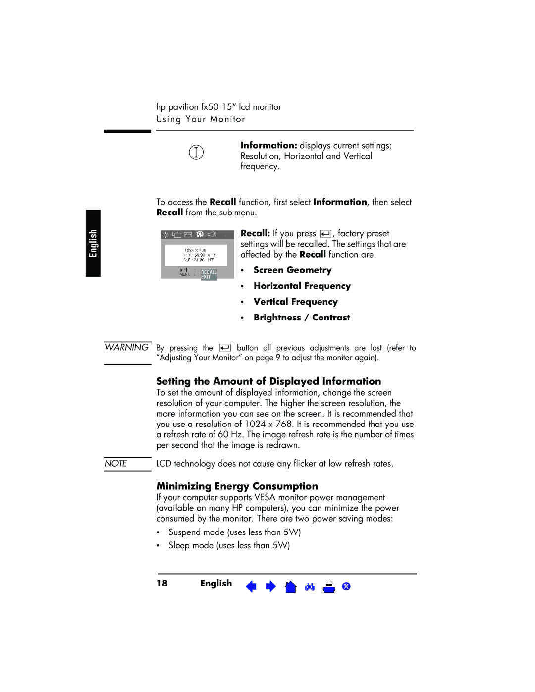 HP P3901 manual Setting the Amount of Displayed Information, Minimizing Energy Consumption 