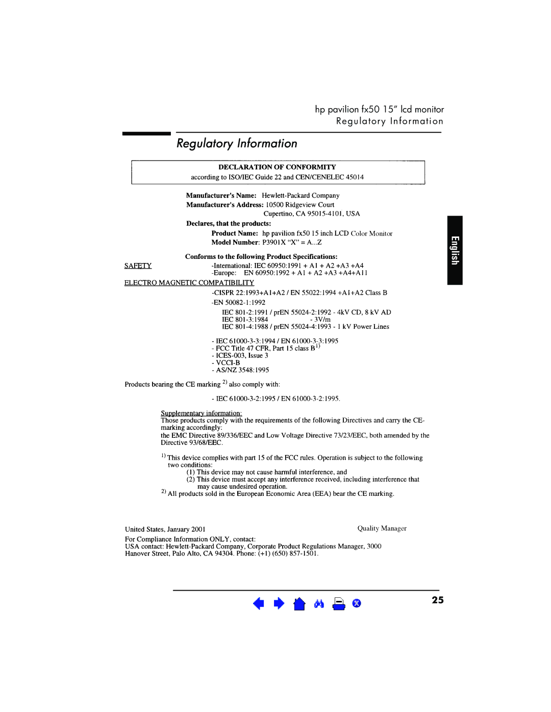 HP P3901 manual Regulatory Information 