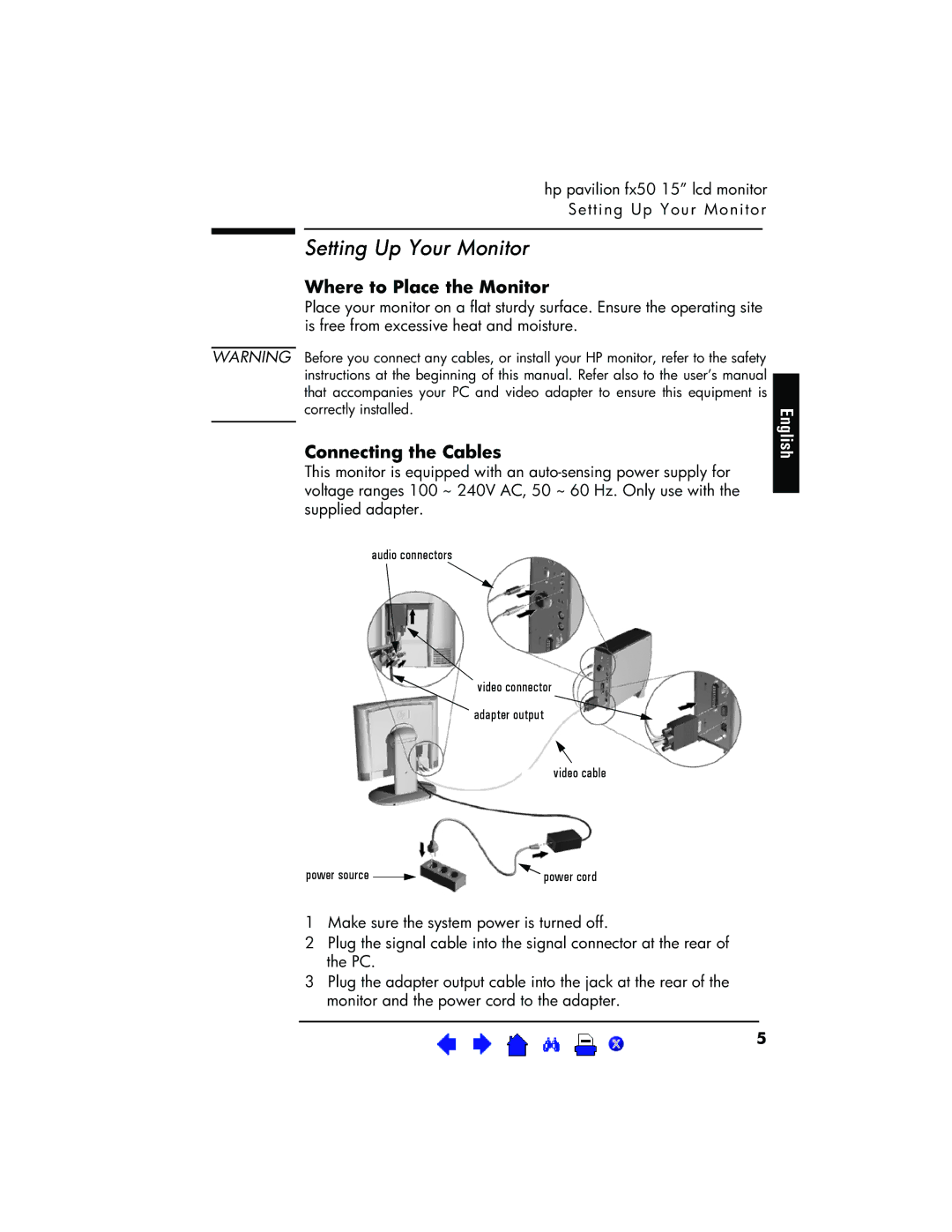 HP P3901 manual Setting Up Your Monitor, Where to Place the Monitor, Connecting the Cables 