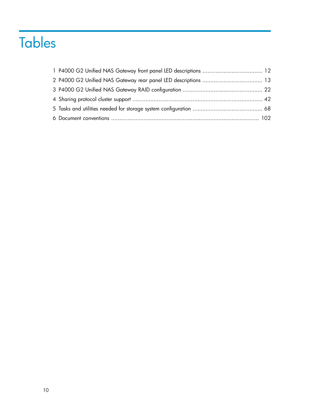 HP P4000 G2 manual Tables 