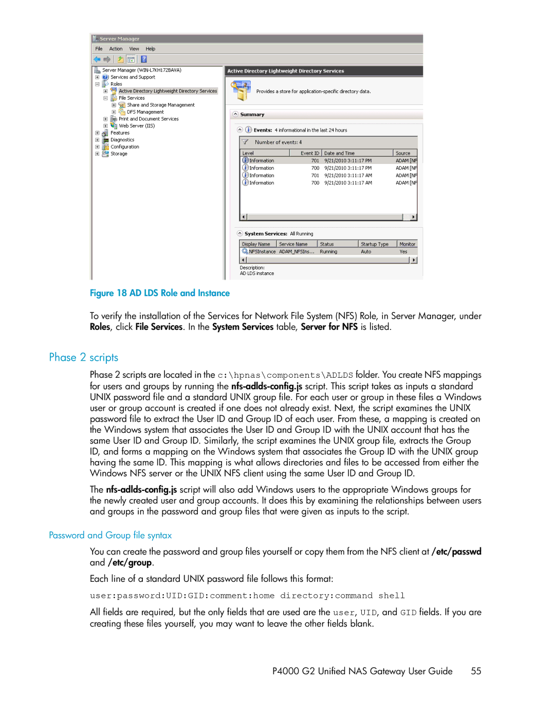 HP P4000 G2 manual Phase 2 scripts, Password and Group file syntax 