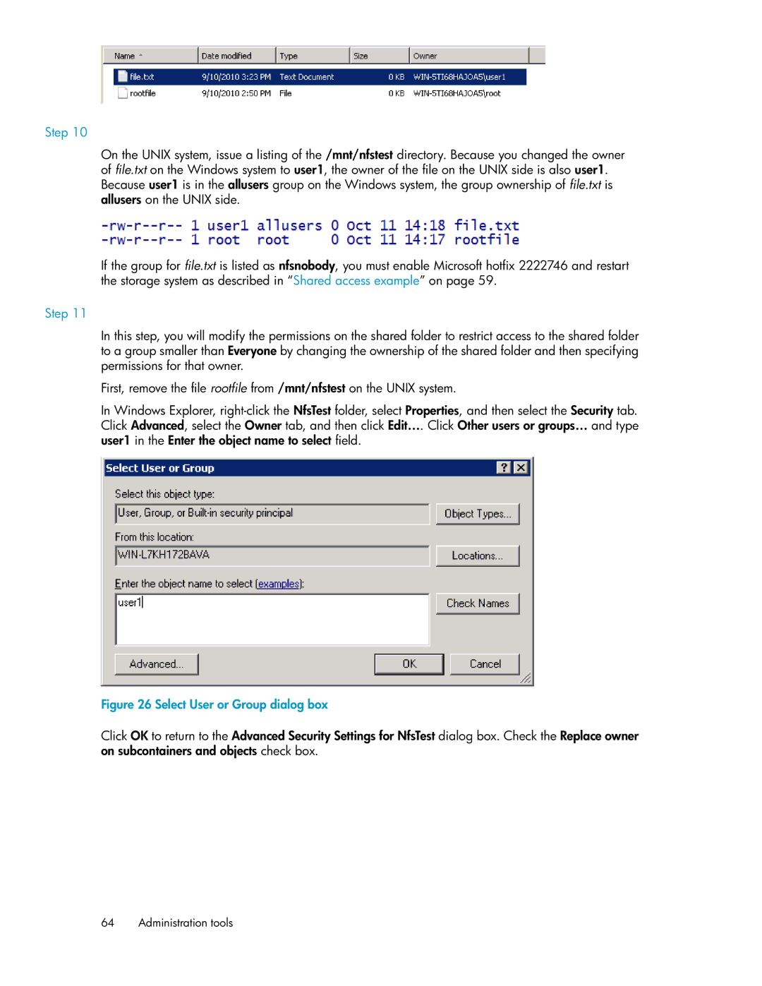 HP P4000 G2 manual Select User or Group dialog box 