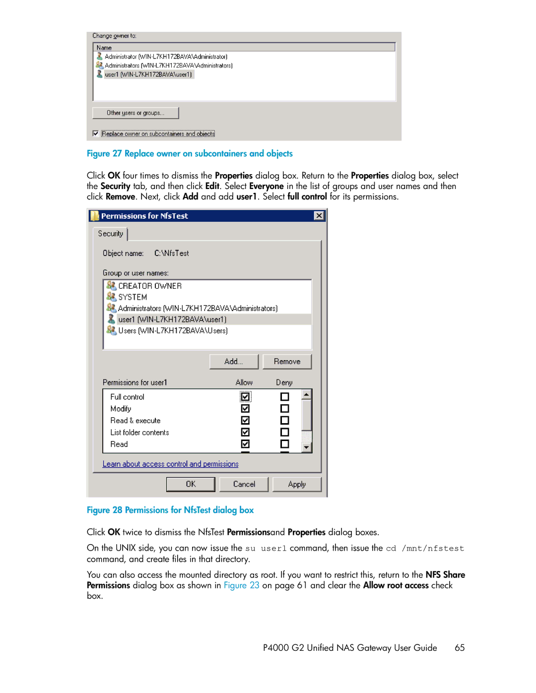 HP P4000 G2 manual Replace owner on subcontainers and objects 