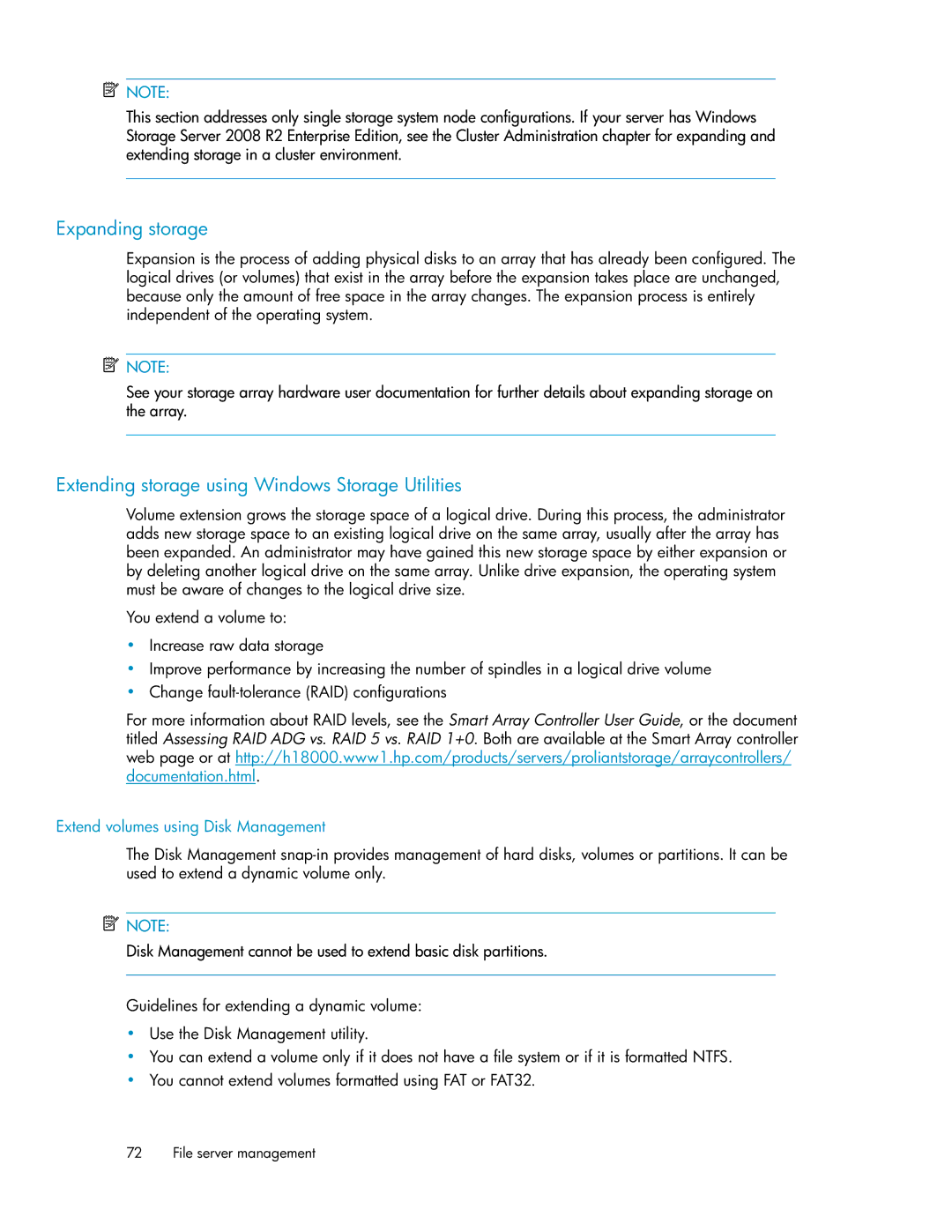 HP P4000 G2 manual Expanding storage, Extending storage using Windows Storage Utilities 