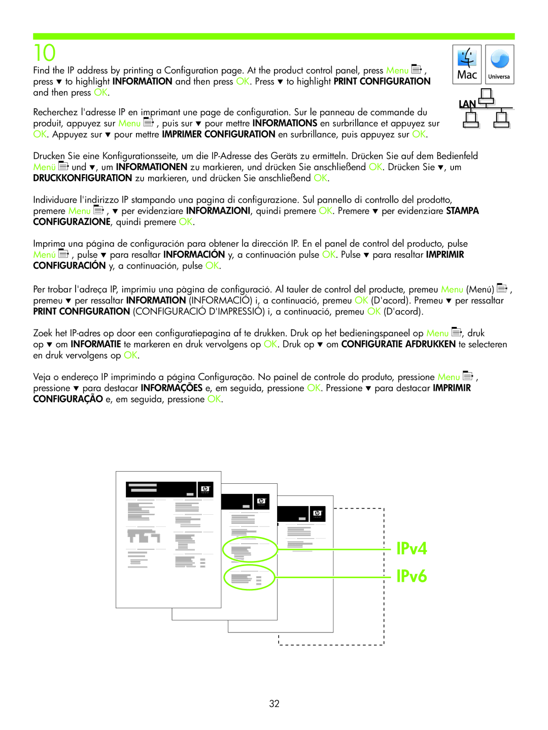 HP P4010 manual IPv4 IPv6 