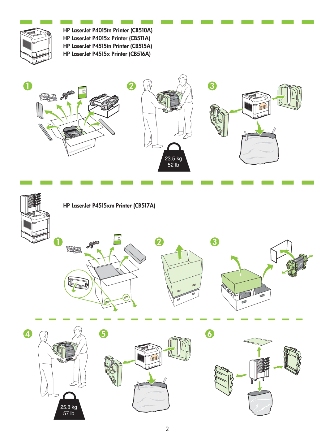 HP P4010 manual HP LaserJet P4515xm Printer CB517A 