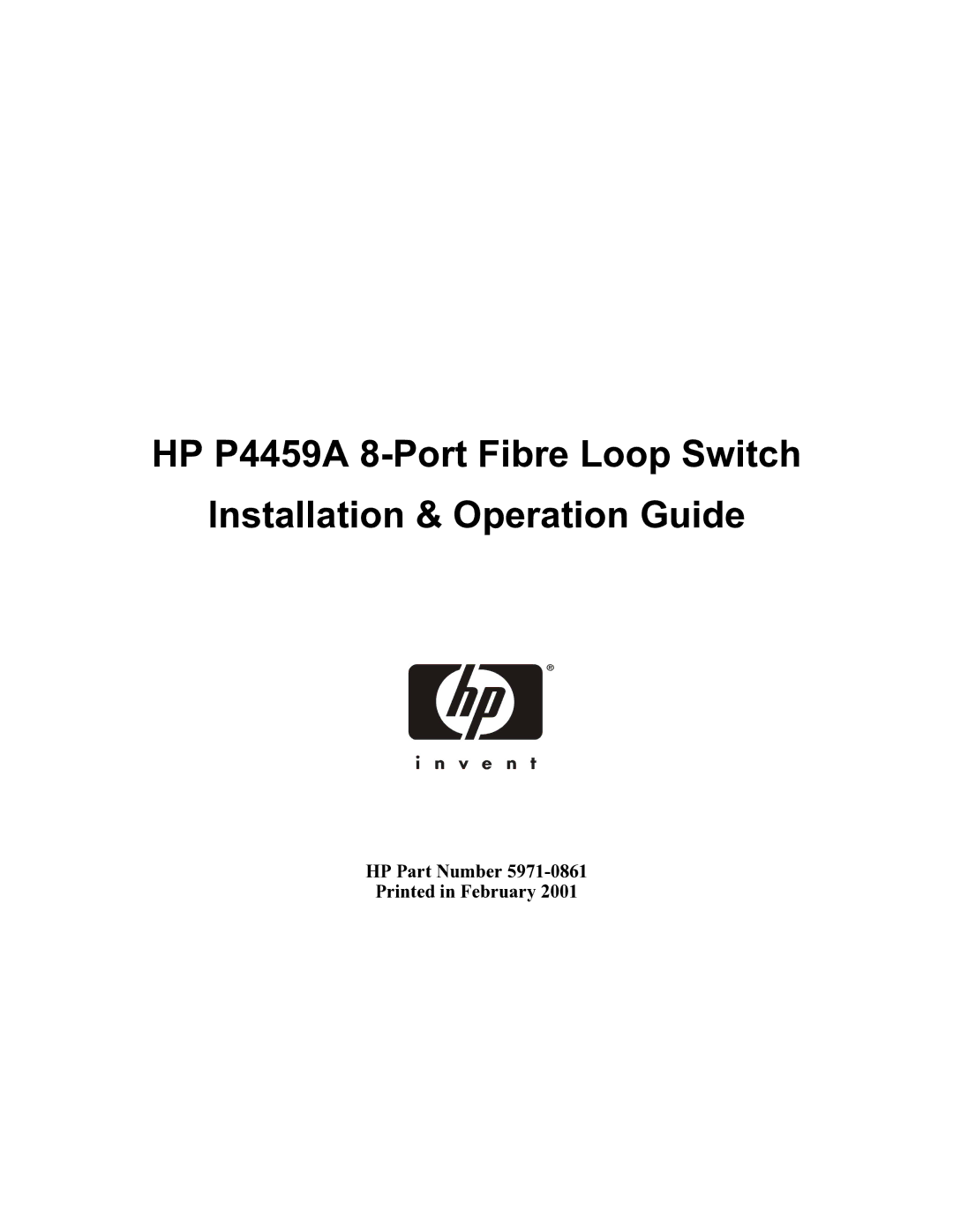 HP P4459A manual HP Part Number 