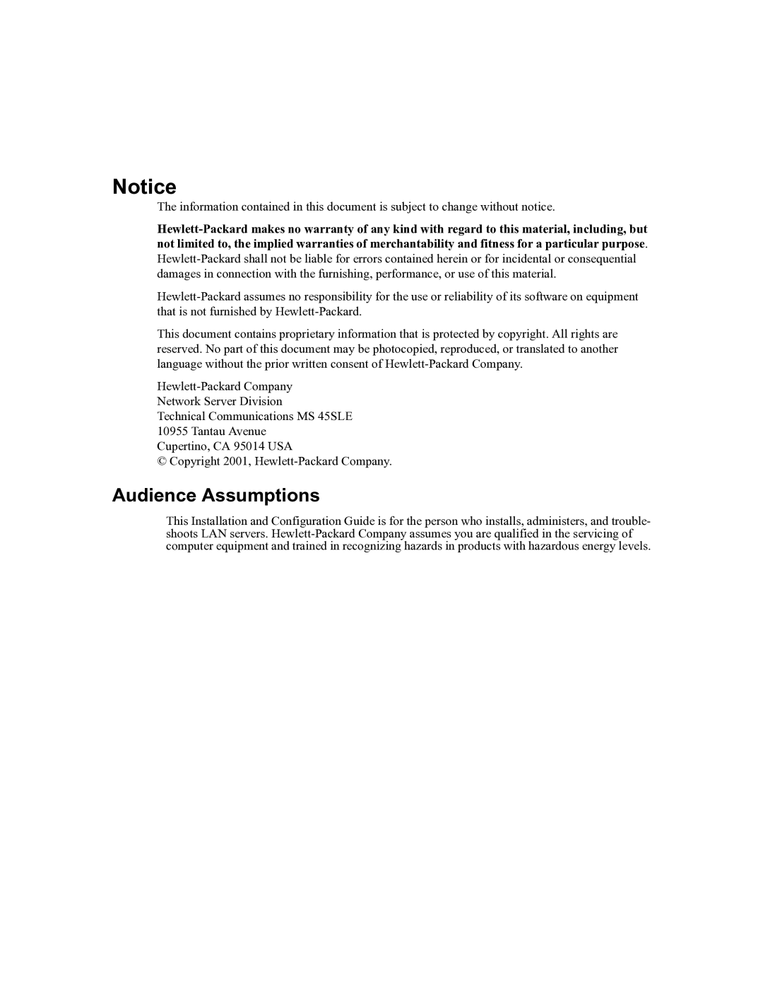 HP P4459A manual Audience Assumptions 