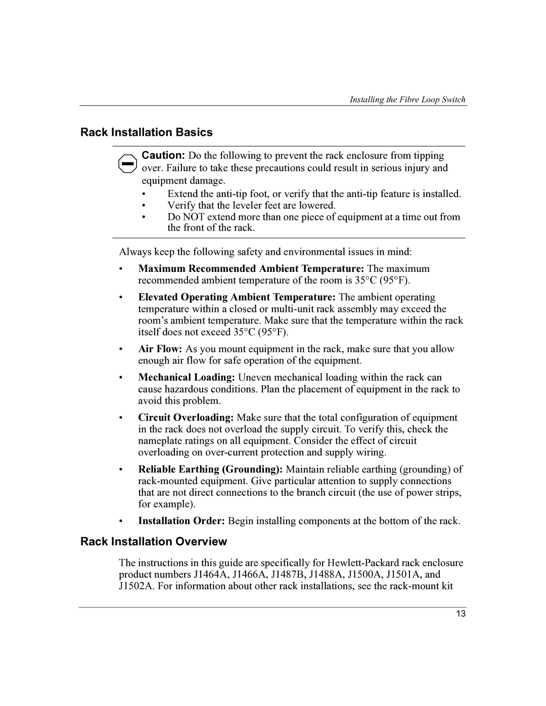 HP P4459A manual Rack Installation Basics 