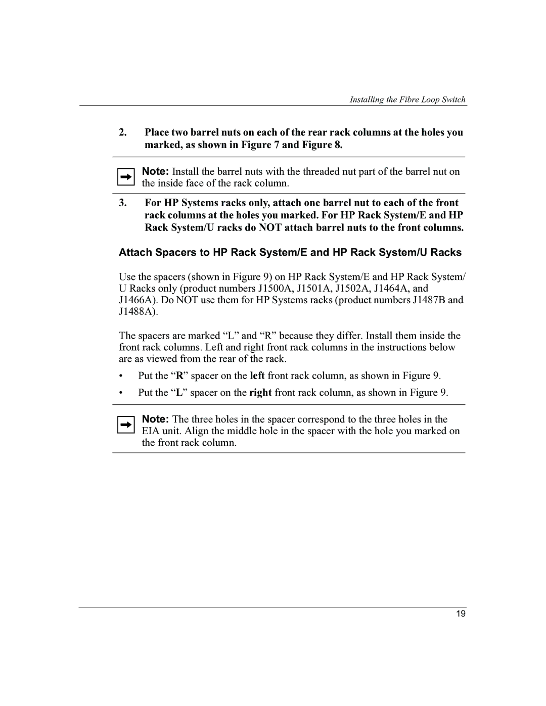 HP P4459A manual Installing the Fibre Loop Switch 